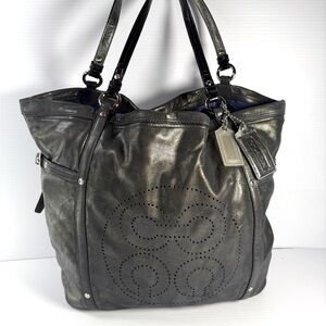 Coach Metallic Gray Leather Tote